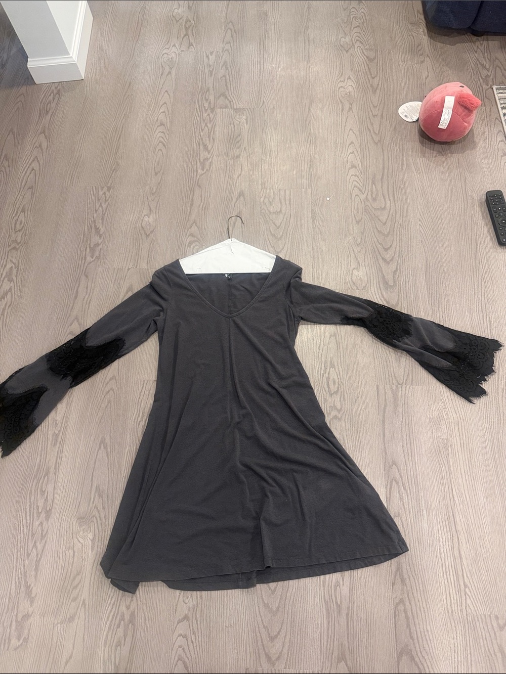 Express Black Long-Sleeve Dress with Lace Bell Sleeves